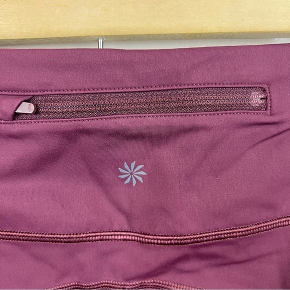 Athleta Lightning Stash Pocket Tight Leggings Size XS Burgundy Athletic Workout - Picture 6 of 11